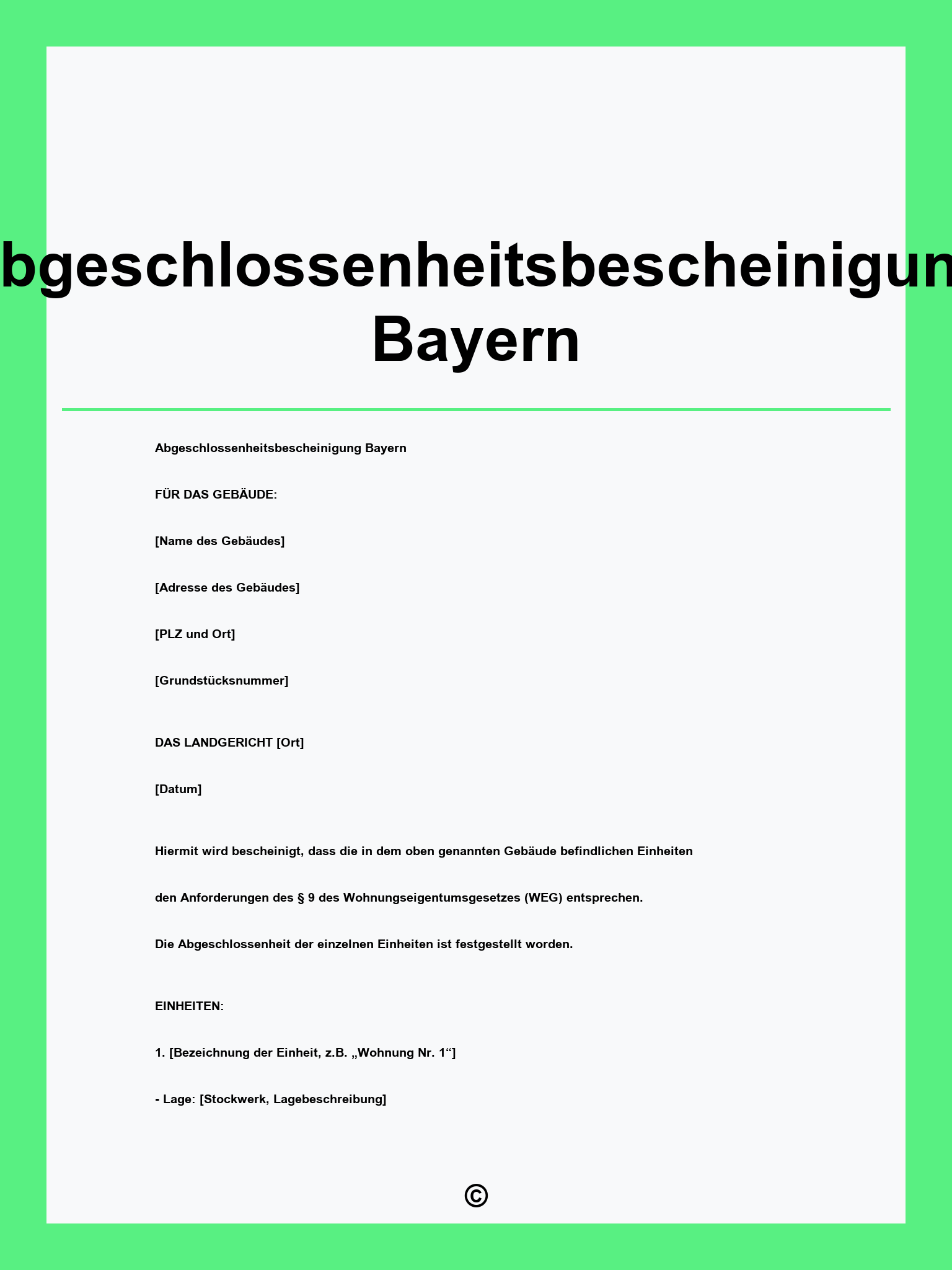 Abgeschlossenheitsbescheinigung Bayern
