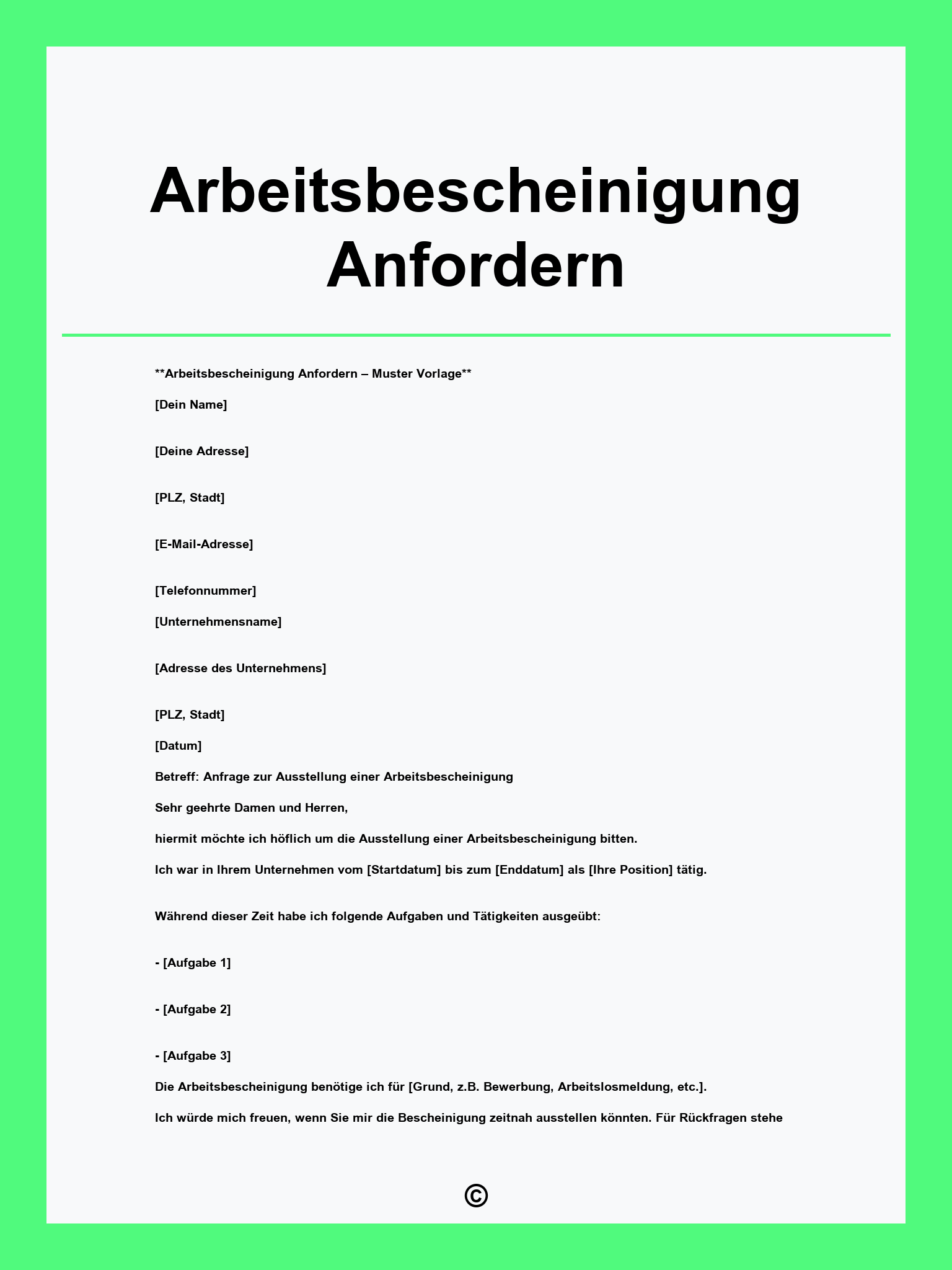 Arbeitsbescheinigung Anfordern Vorlage