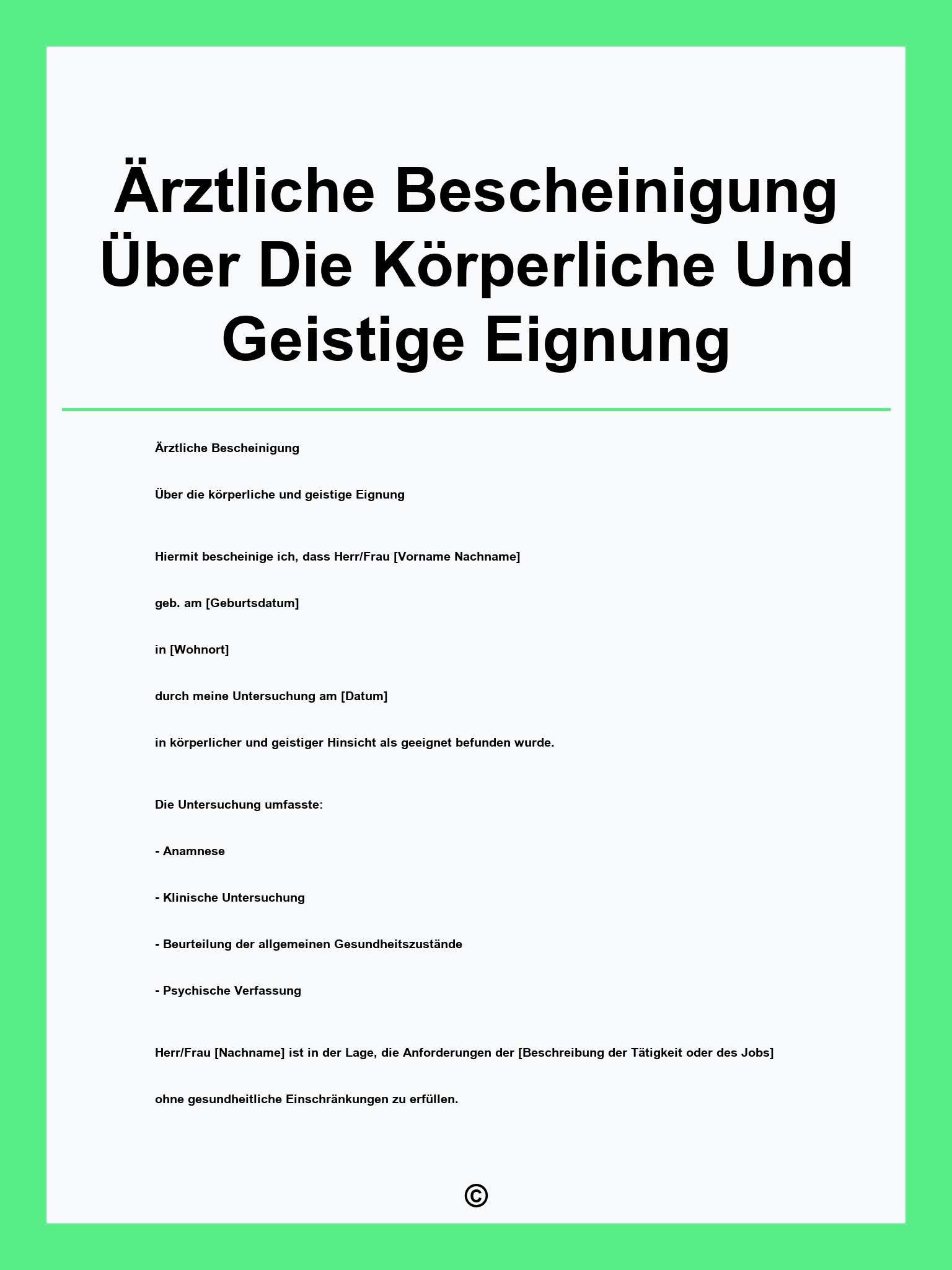 Formular Ärztliche Bescheinigung Über Die Körperliche Und Geistige Eignung