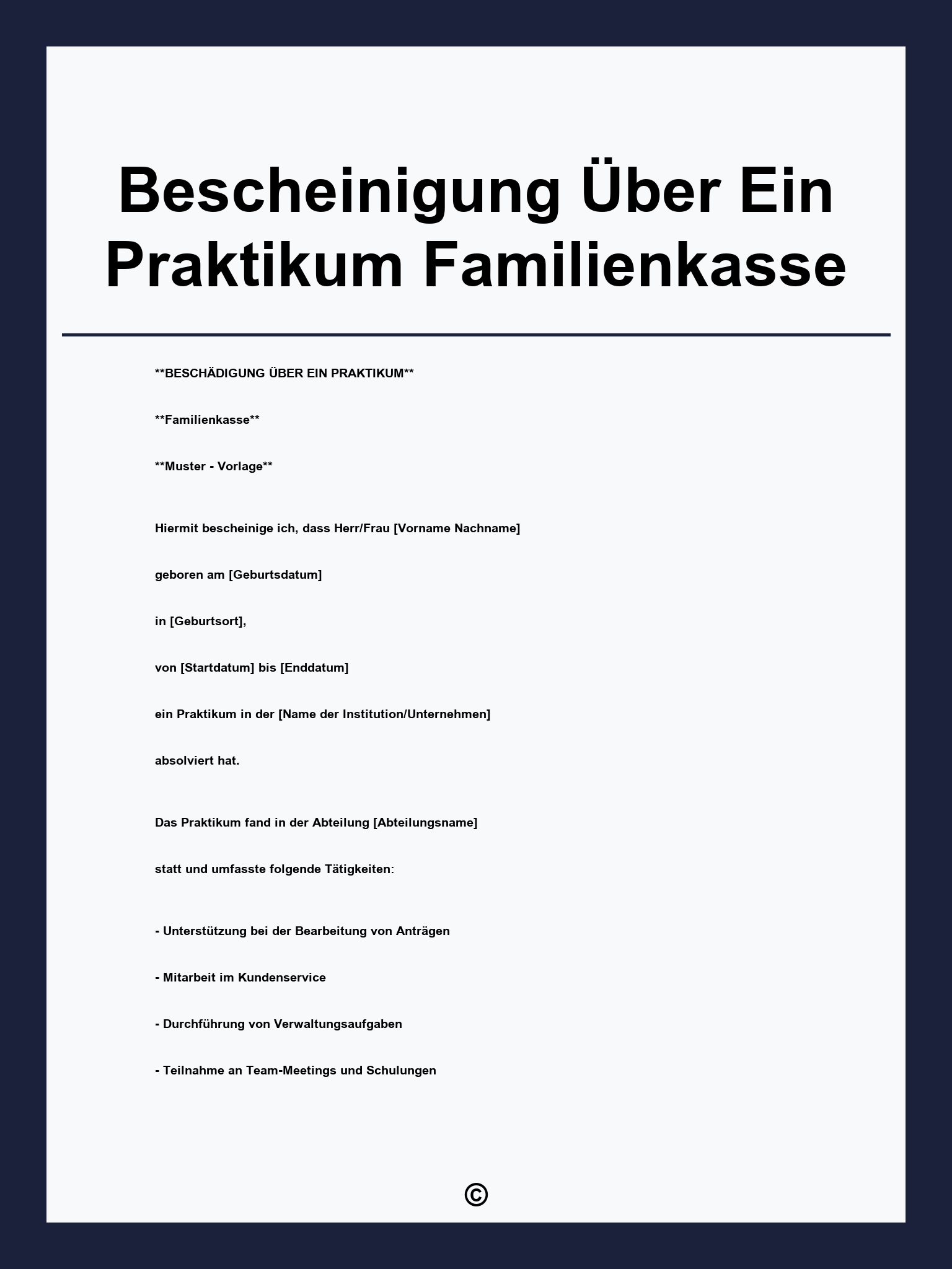 Bescheinigung Über Ein Praktikum Familienkasse