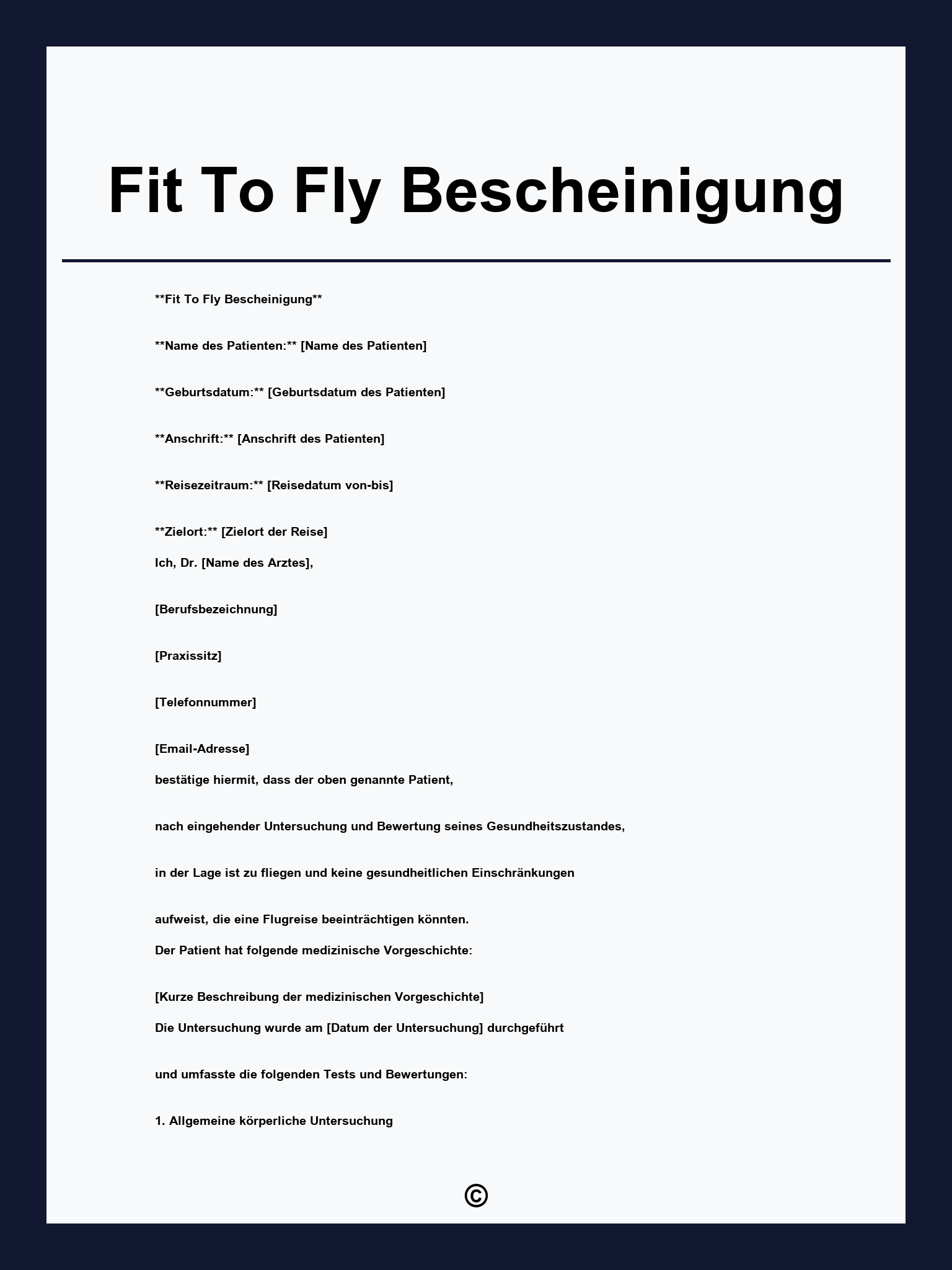 Fit To Fly Bescheinigung