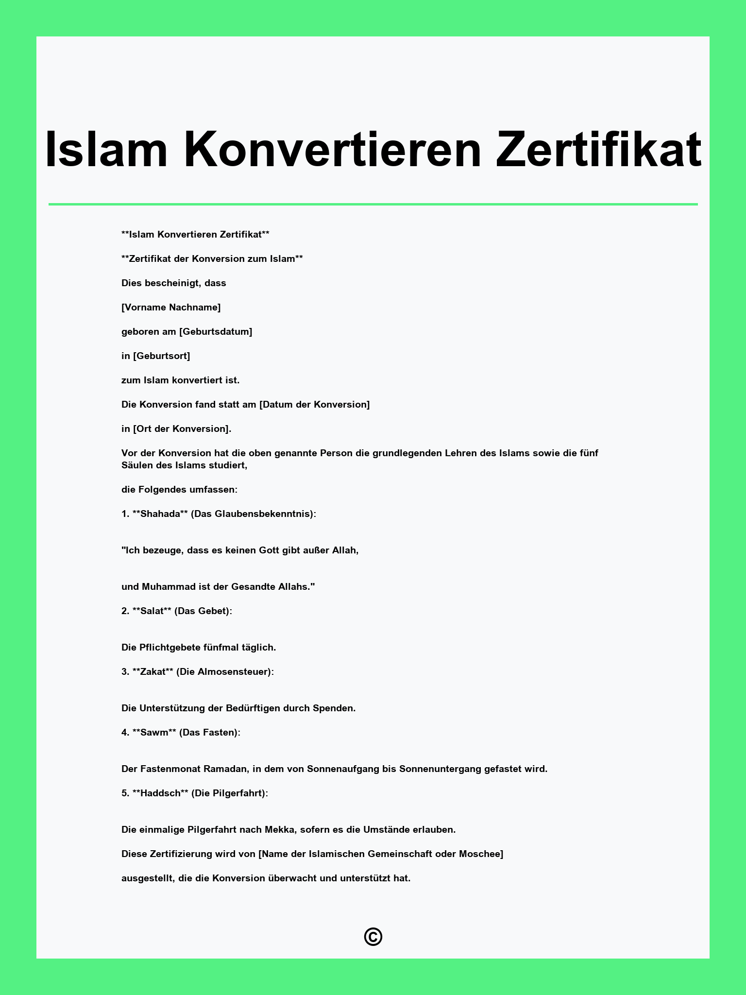 Islam Konvertieren Zertifikat