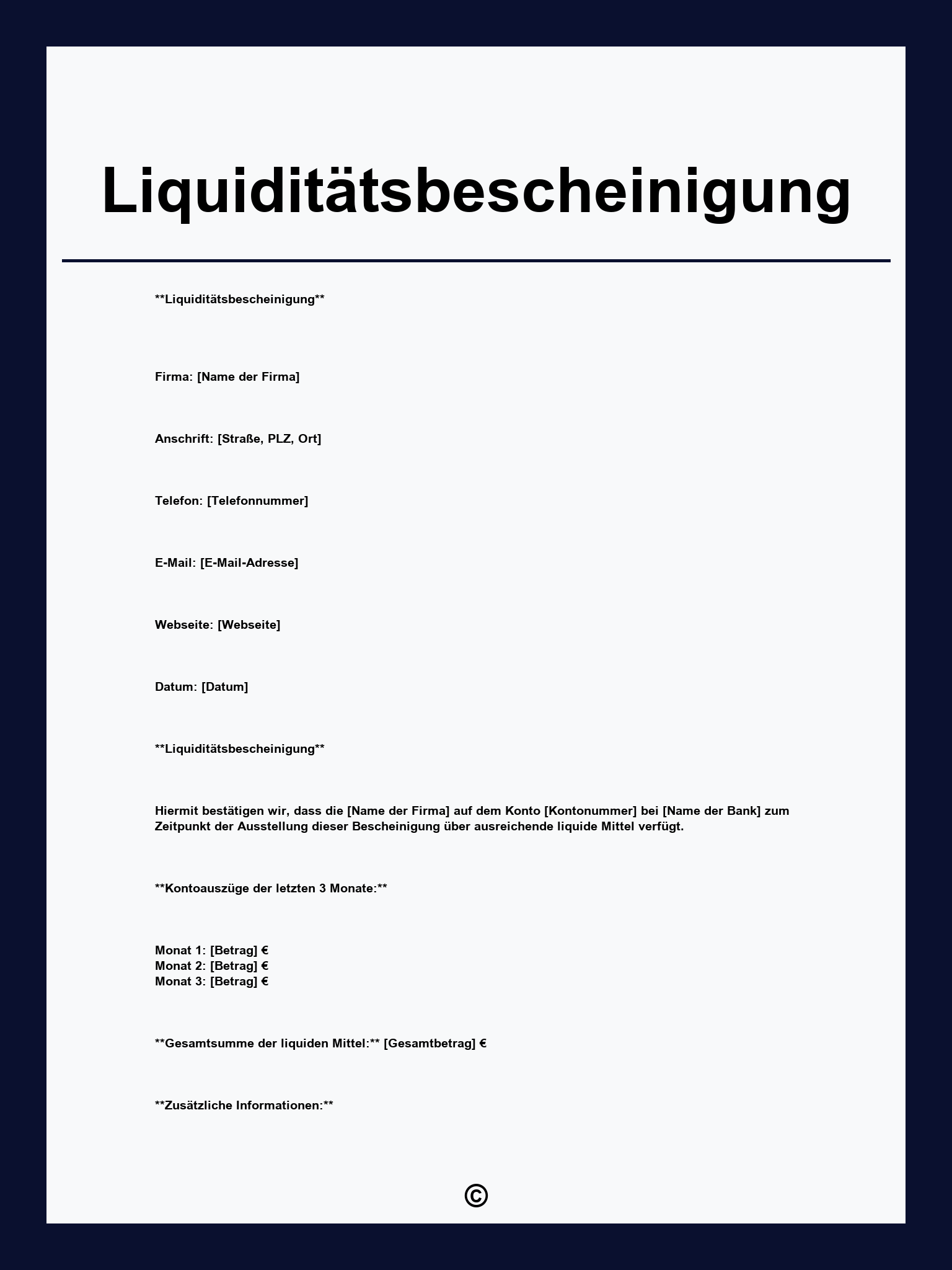 Liquiditätsbescheinigung