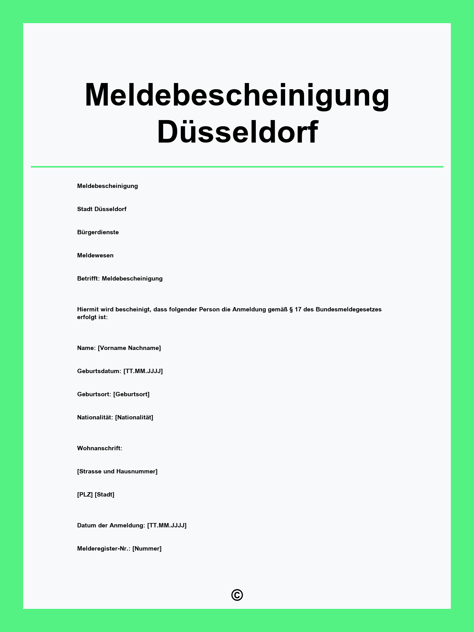Meldebescheinigung Düsseldorf