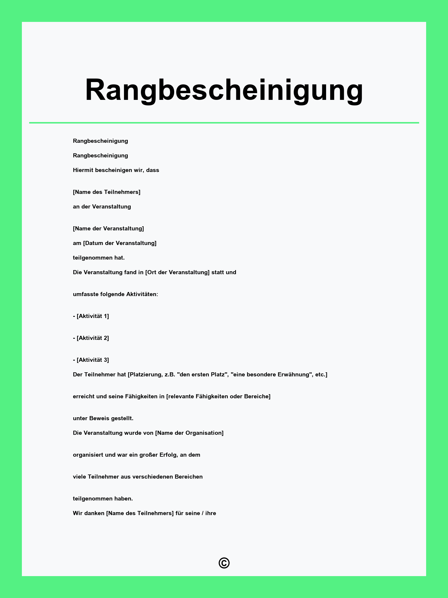 Rangbescheinigung Muster