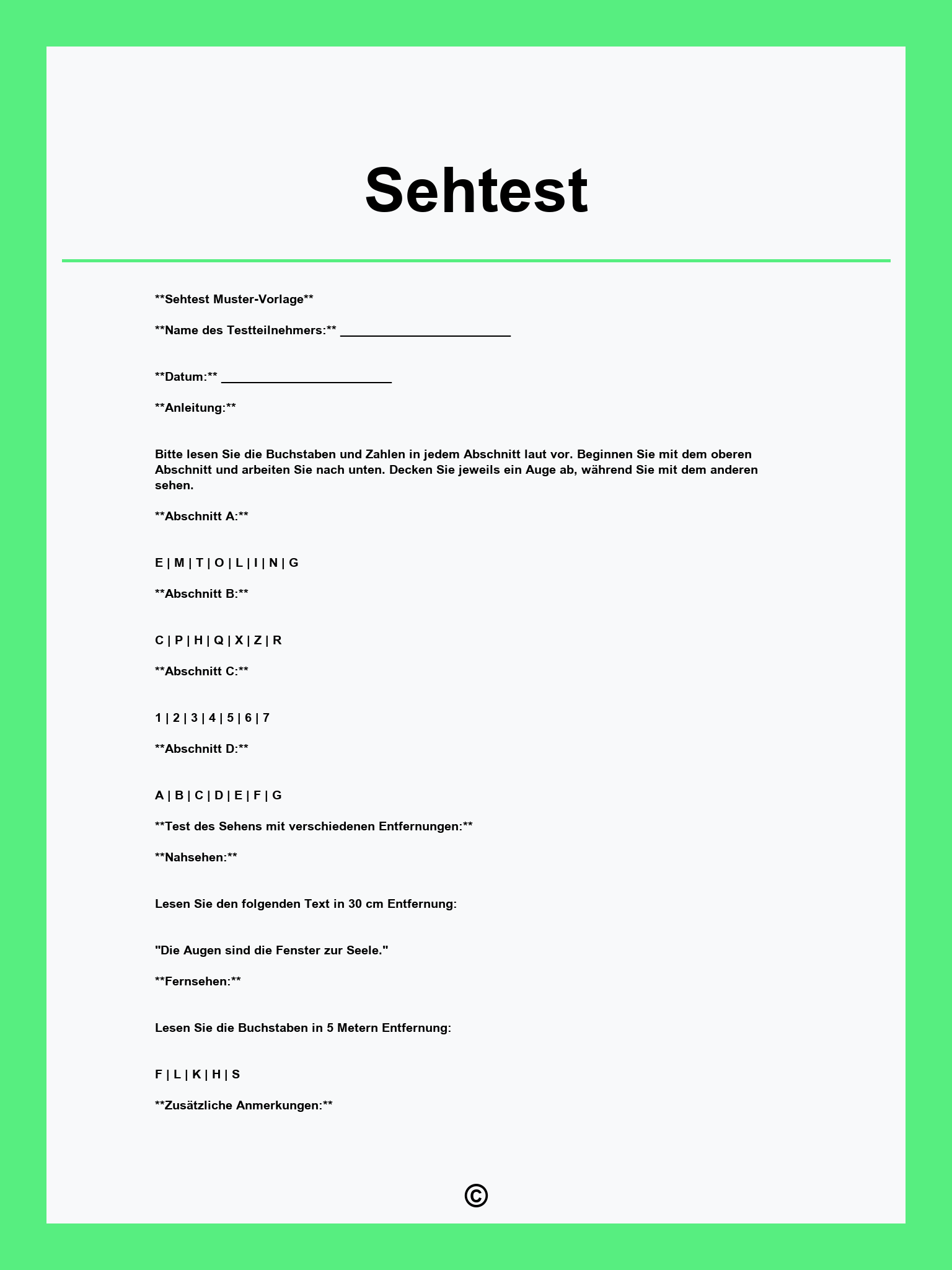 Sehtest Formular Ausdrucken