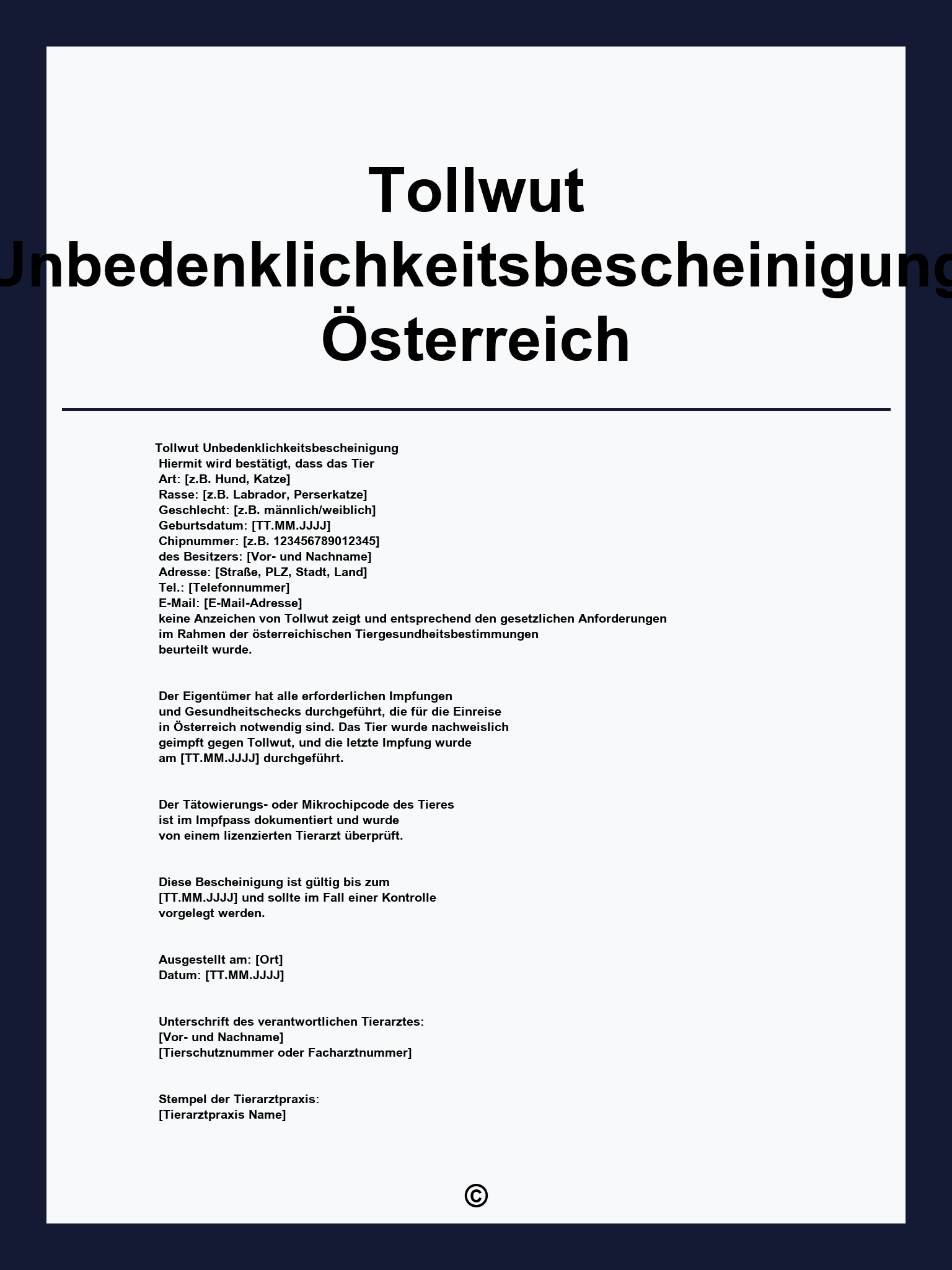 Tollwut Unbedenklichkeitsbescheinigung Österreich