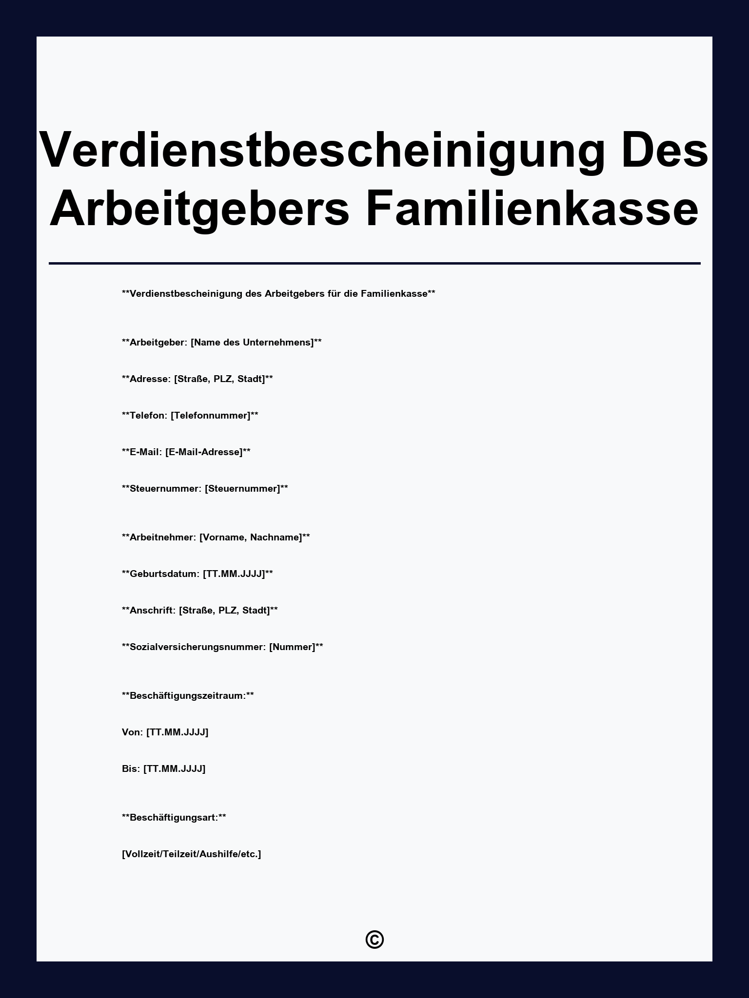 Verdienstbescheinigung Des Arbeitgebers Familienkasse
