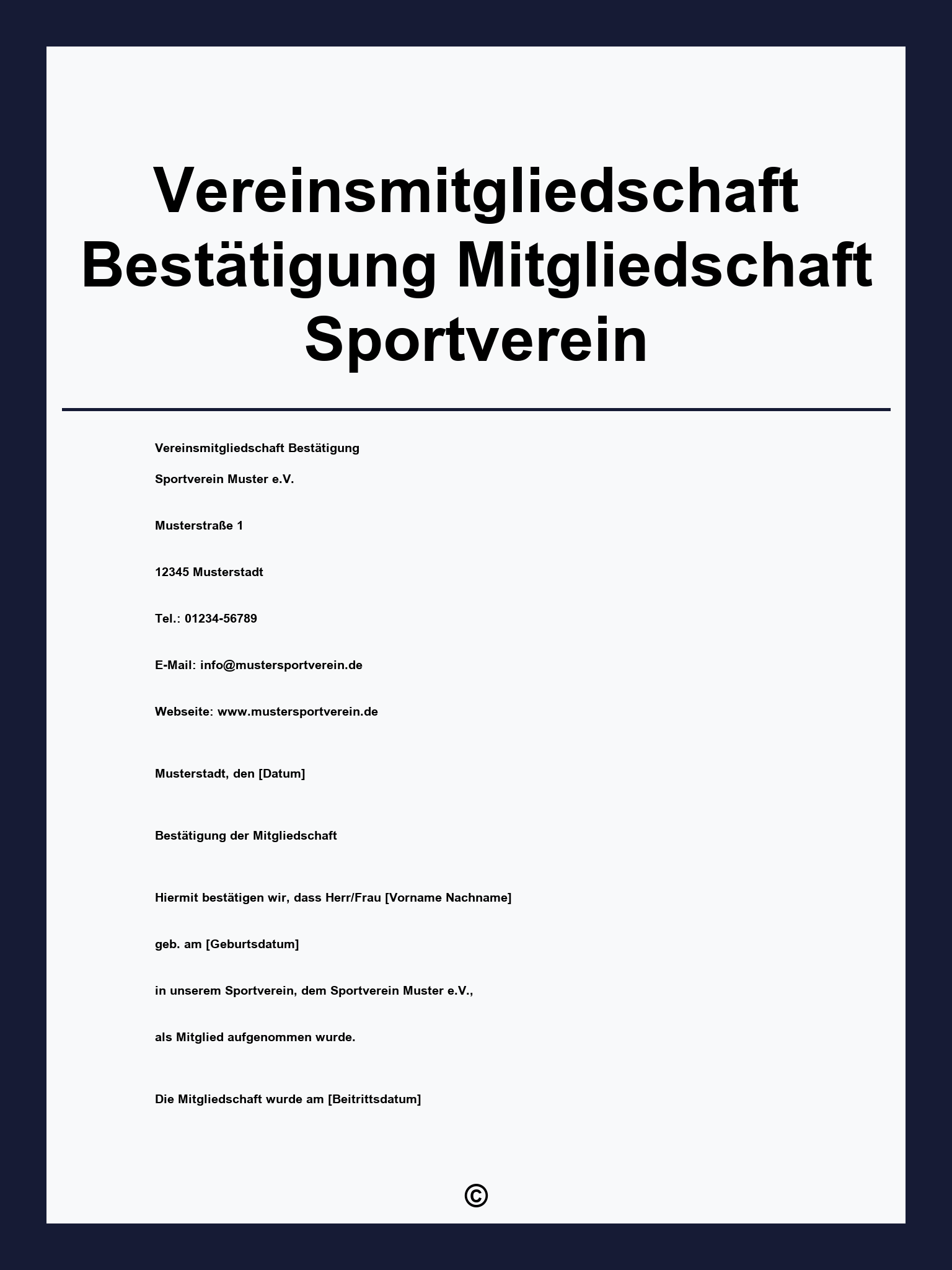 Vereinsmitgliedschaft Bestätigung Mitgliedschaft Sportverein Vorlage
