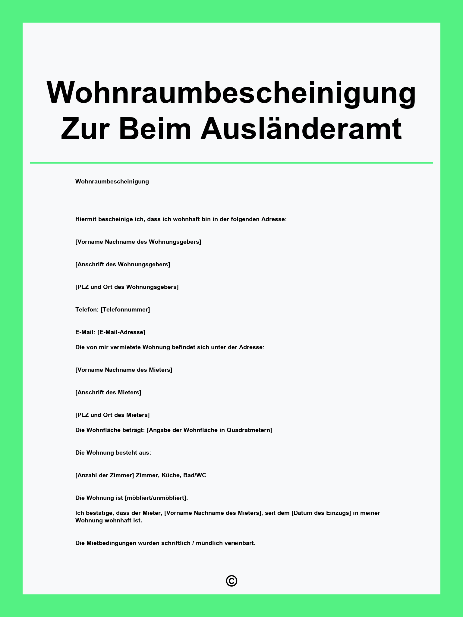 Wohnraumbescheinigung Zur Vorlage Beim Ausländeramt