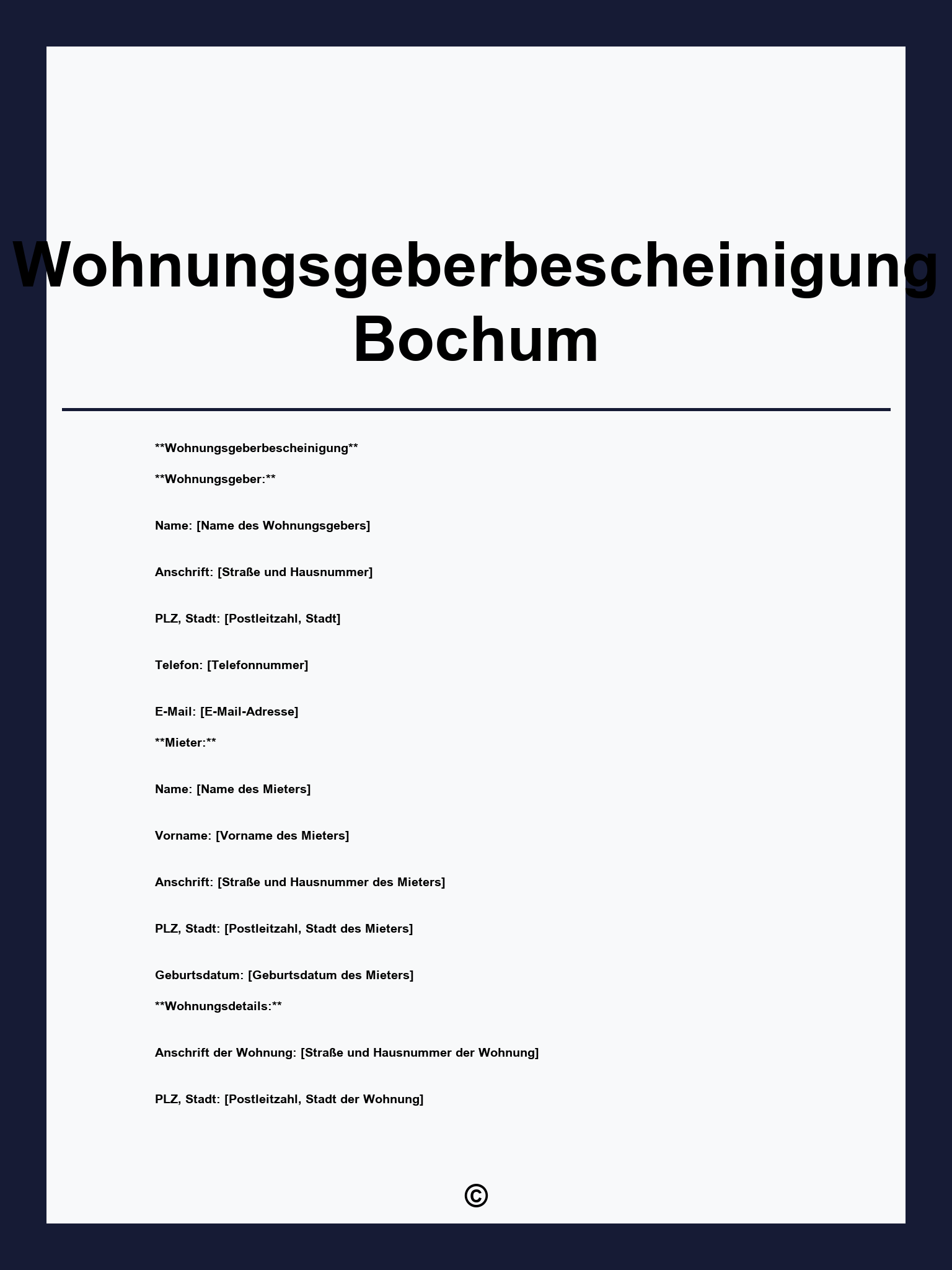 Wohnungsgeberbescheinigung Bochum