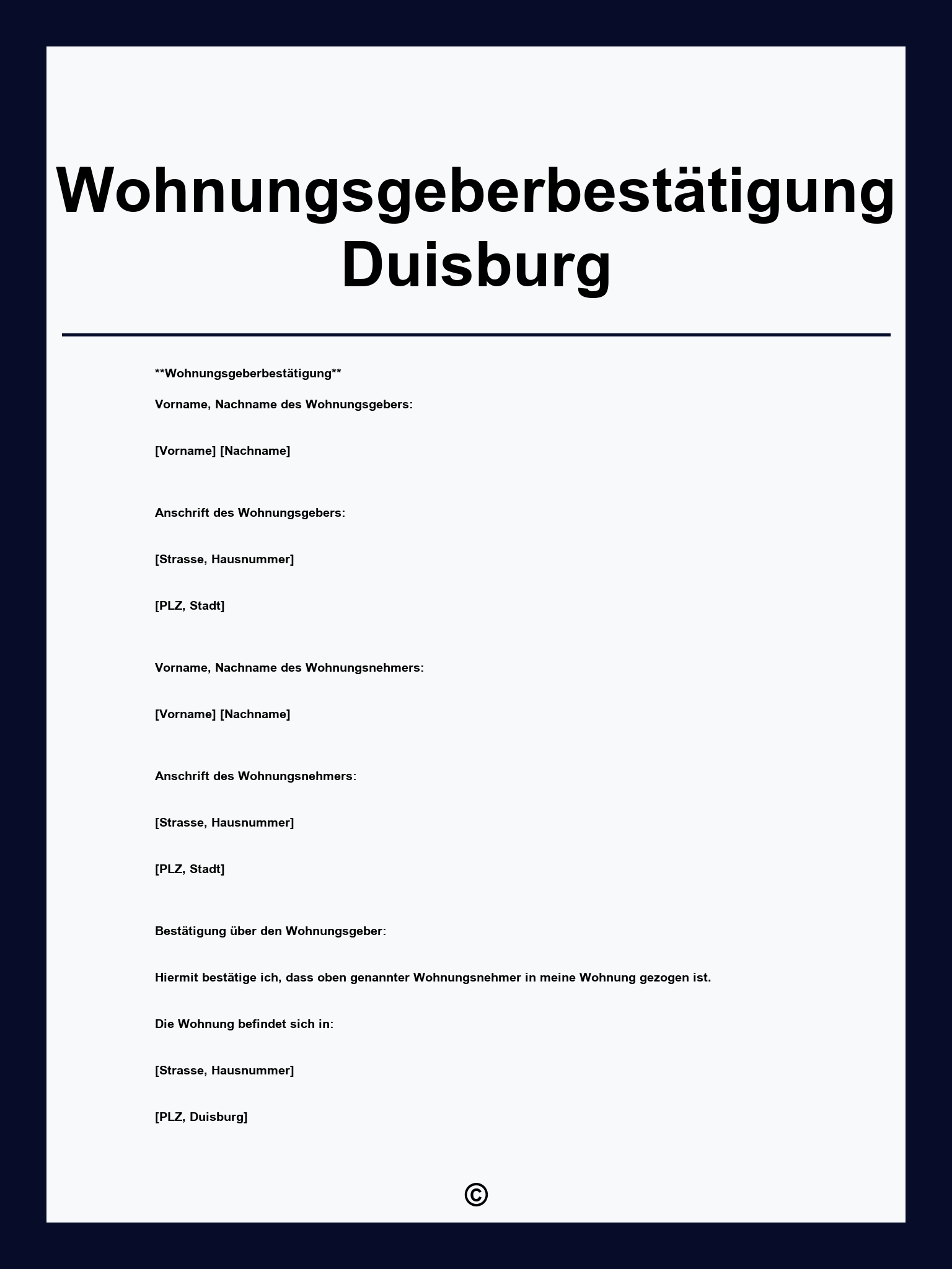 Wohnungsgeberbestätigung Duisburg